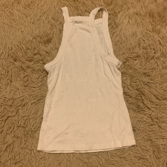 NWOT LF Emma & Sam White Halter Neck Ribbed Tank Top - Picture 2 of 3